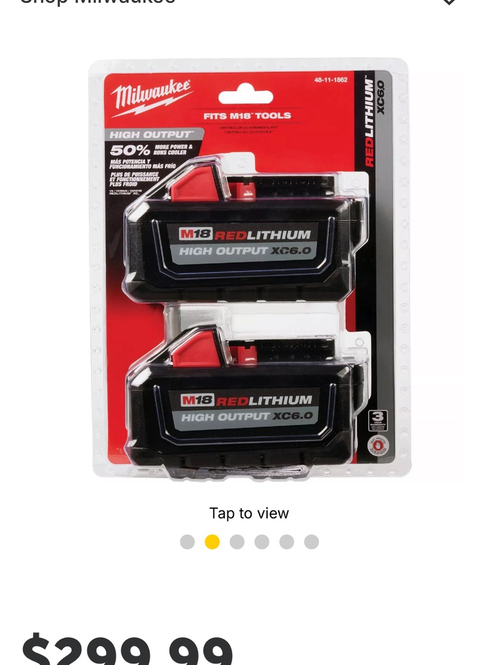Milwaukee M18 REDLITHIUM High Output XC6.0 2-Pack Battery Pack - Black/Red
